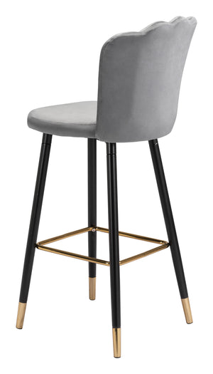 Zuo Modern Zinclair 100% Polyester, Plywood, Steel Modern Commercial Grade Barstool Gray, Black, Gold 100% Polyester, Plywood, Steel