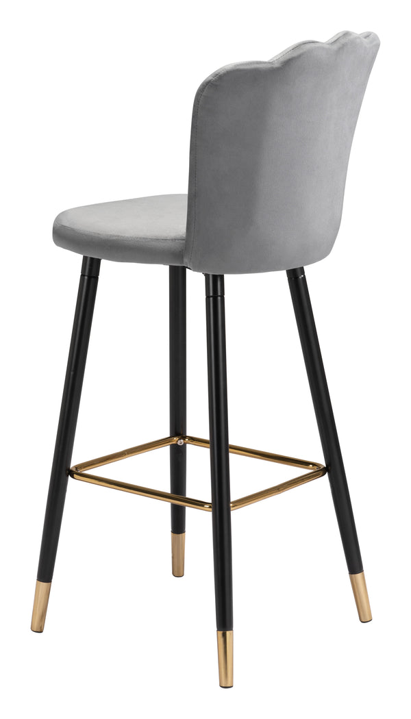 Zuo Modern Zinclair 100% Polyester, Plywood, Steel Modern Commercial Grade Barstool Gray, Black, Gold 100% Polyester, Plywood, Steel