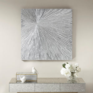 Madison Park Signature Sunburst Silver Glam/Luxury 100% Hand Painted Resin Dimensional Palm Box MPS95A-0022