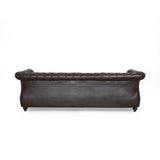 Somerville Chesterfield Tufted Faux Leather Sofa with Scroll Arms, Brown