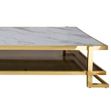 Sagebrook Home Glam Metal/marble Glass Coffee Table, Gold/white Kd 15438 Gold Metal