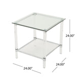 Orianna Acrylic and Tempered Glass Square Side Table Noble House