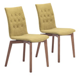 Zuo Modern Orebro 100% Polyester, Plywood, Birch Wood Mid Century Commercial Grade Dining Chair Set - Set of 2 Pea Green, Brown 100% Polyester, Plywood, Birch Wood