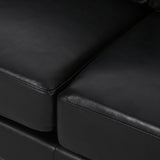 Warbler Contemporary Faux Leather Upholstered 3 Seater Sofa, Midnight Black and Espresso Noble House