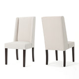 Rory Contemporary Fabric Wingback Dining Chair, Ivory and Brown Noble House
