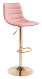 Zuo Modern Prima 100% Polyester, Plywood, Steel Modern Commercial Grade Barstool Pink, Gold 100% Polyester, Plywood, Steel