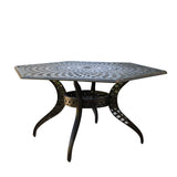 Cayman Traditional Outdoor Cast Aluminum Hexagonal Dining Table, Antique Matte Black Noble House
