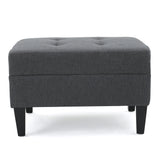 Zahra Contemporary Tufted Fabric Ottoman, Dark Gray and Dark Brown Noble House