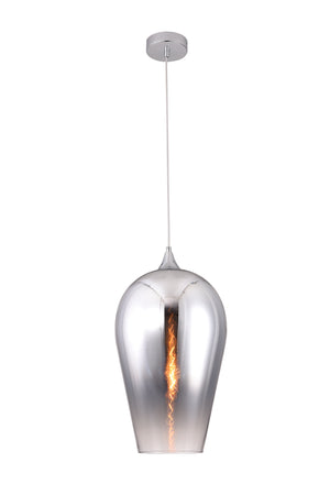 Bethel Chrome Single Pendant Lighting in Steel & Glass