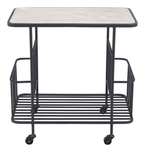 Zuo Modern Argus MDF, Steel Modern Commercial Grade Bar Cart Natural, Black MDF, Steel