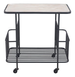 Zuo Modern Argus MDF, Steel Modern Commercial Grade Bar Cart Natural, Black MDF, Steel