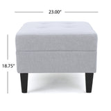 Zahra Contemporary Tufted Fabric Ottoman, Light Gray and Dark Brown Noble House