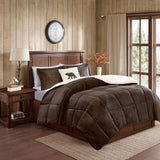 Alton 100% Polyester Solid Low Pile Velour to Berber Comforter Set