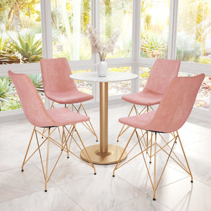 Zuo Modern Parker 100% Polyester, Plywood, Steel Modern Commercial Grade Dining Chair Set - Set of 4 Pink, Gold 100% Polyester, Plywood, Steel