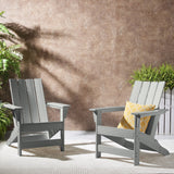 Encino Outdoor Contemporary Adirondack Chair (Set of 2), Gray