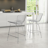 Zuo Modern Wire Steel Modern Commercial Grade Counter Stool Set - Set of 2 Chrome Steel