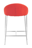 Zuo Modern Reykjavik 100% Polyester, Plywood, Steel Mid Century Commercial Grade Counter Stool Set - Set of 2 Tangerine, Chrome 100% Polyester, Plywood, Steel