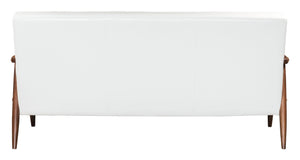 Zuo Modern Rocky 100% Polyurethane, MDF, Rubberwood Mid Century Commercial Grade Sofa White, Walnut 100% Polyurethane, MDF, Rubberwood