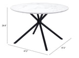 Zuo Modern Amiens MDF, Steel Modern Commercial Grade Dining Table White, Black MDF, Steel