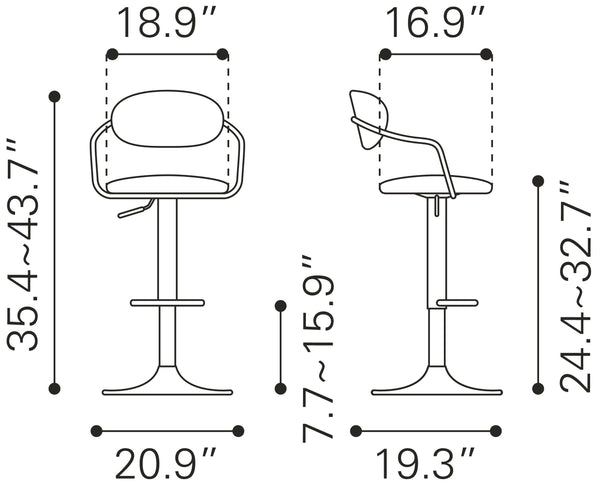 Zuo Modern Gusto 100% Polyurethane, Plywood, Steel Modern Commercial Grade Barstool White, Gold 100% Polyurethane, Plywood, Steel