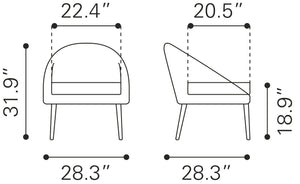 Zuo Modern Cruise 100% Polyester, Plywood, Rubberwood Modern Commercial Grade Accent Chair Gray, Brown 100% Polyester, Plywood, Rubberwood