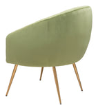 Zuo Modern Max 100% Polyester, Plywood, Steel Modern Commercial Grade Accent Chair Green, Gold 100% Polyester, Plywood, Steel