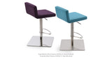 Dallas Piston Set: Deep Maroon Wool and One Turquoise Wool (Stainless Steel)-Dallas Piston Stool Square Base