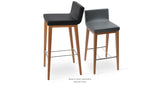 Dallas Wood Stools Set: Dallas Wood and One Black and One Grey Leatherette Natural