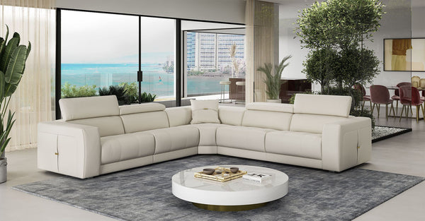 VIG Furniture Coronelli Collezioni Dalton - Modern Italian Cream Leather Sectional + Recliners VGCCDALTON-WHT2-SECT