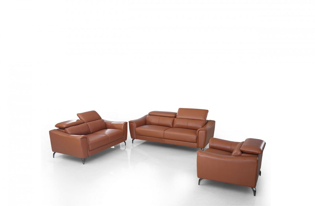 VIG Furniture Divani Casa Danis - Modern Cognac Leather Brown Sofa Set VGBNS-1803-BRN VGBNS-1803-BRN