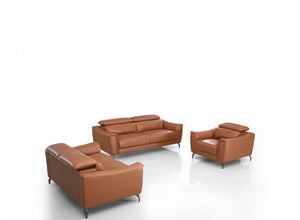 VIG Furniture Divani Casa Danis - Modern Cognac Leather Brown Sofa Set VGBNS-1803-BRN VGBNS-1803-BRN