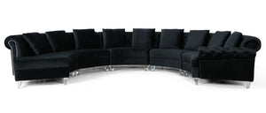 VIG Furniture Divani Casa Darla - Modern Black Velvet Circular Sectional Sofa VG2T1124-5P-BLK-2