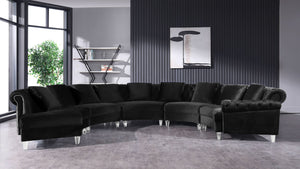 VIG Furniture Divani Casa Darla - Modern Black Velvet Circular Sectional Sofa VG2T1124-5P-BLK-2