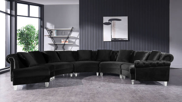 VIG Furniture Divani Casa Darla - Modern Black Velvet Circular Sectional Sofa VG2T1124-5P-BLK-2