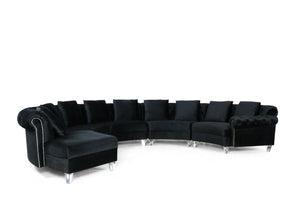 VIG Furniture Divani Casa Darla - Modern Black Velvet Circular Sectional Sofa VG2T1124-5P-BLK-2