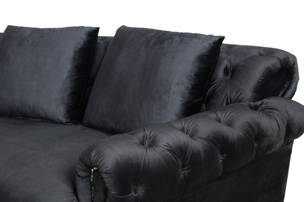VIG Furniture Divani Casa Darla - Modern Black Velvet Circular Sectional Sofa VG2T1124-5P-BLK-2