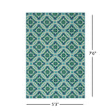 Noble House Jada Indoor/ Outdoor Geometric 5 x 8 Area Rug, Blue and Green