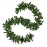 9-foot Mixed Spruce Pre-Lit Warm White LED Artificial Christmas Garland with Frosted Branches