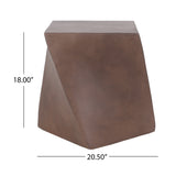Abney Outdoor Lightweight Concrete Side Table, Brown Noble House