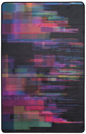 Daytona 103  Power Loomed Polyester Pile Rug Black / Fuchsia