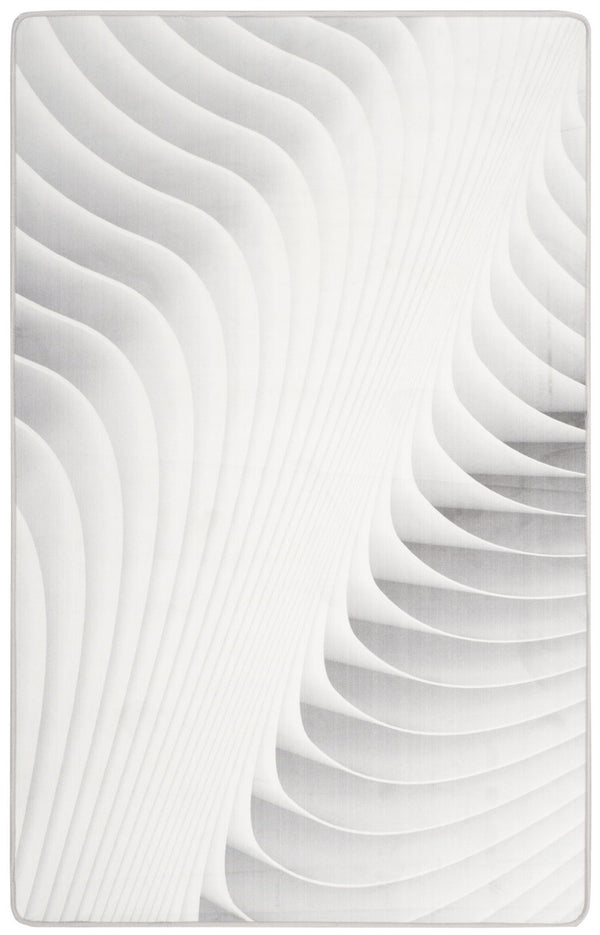 Daytona 104  Power Loomed Polyester Pile Rug Light Grey / Ivory