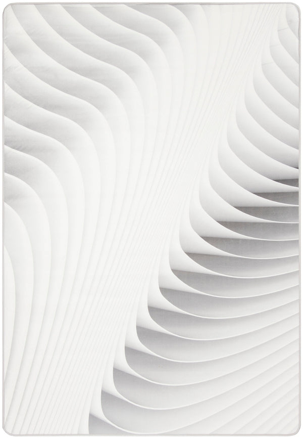 Daytona 104  Power Loomed Polyester Pile Rug Light Grey / Ivory