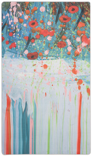 Daytona 105  Power Loomed Polyester Pile Rug Teal / Orange