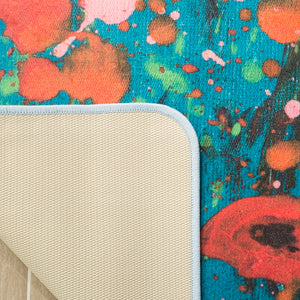 Daytona 105  Power Loomed Polyester Pile Rug Teal / Orange