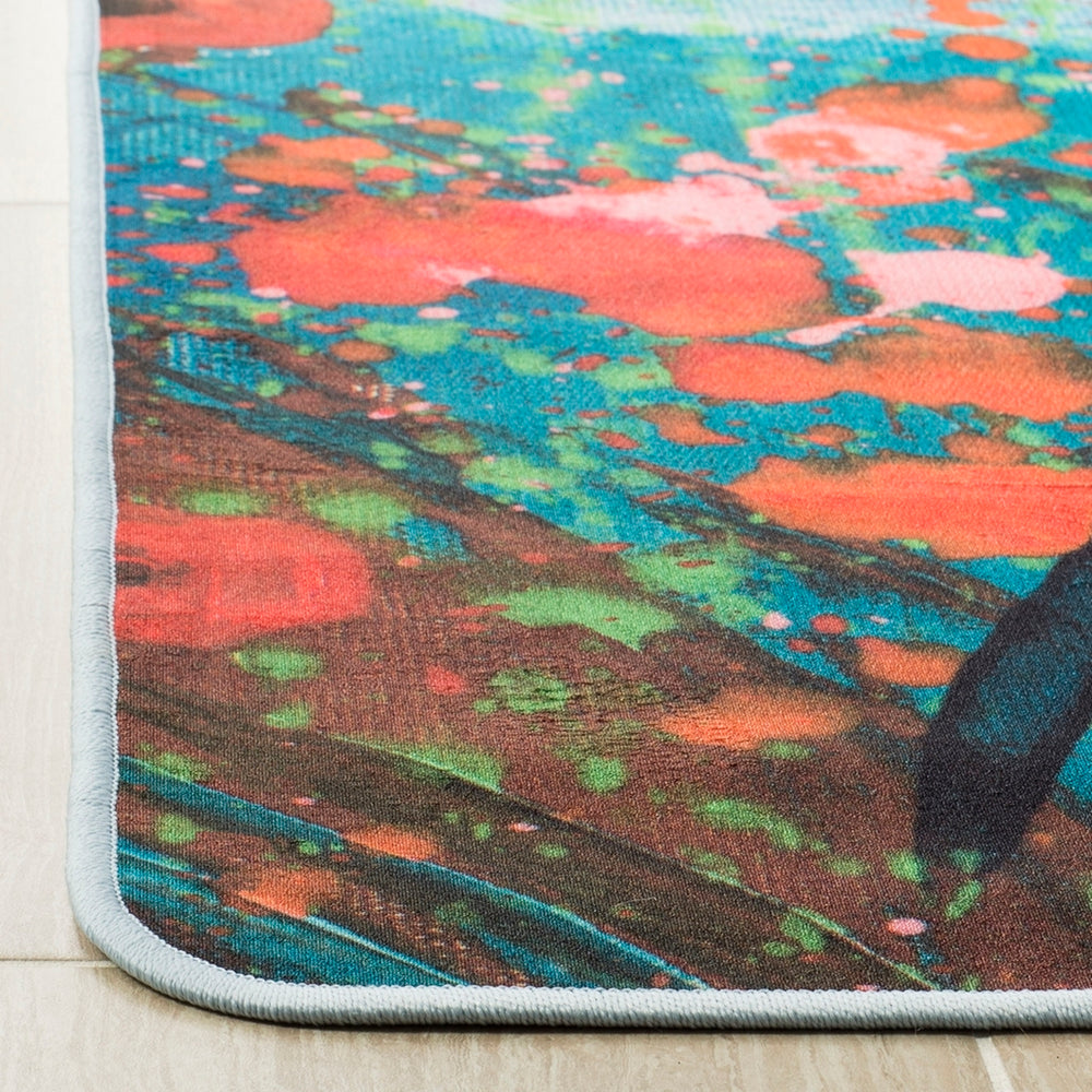 Daytona 105  Power Loomed Polyester Pile Rug Teal / Orange