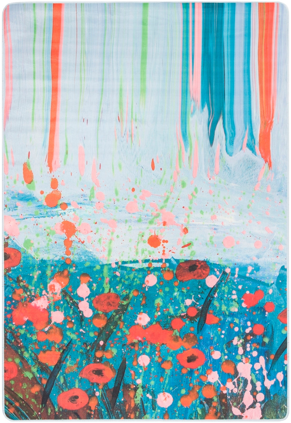 Daytona 105  Power Loomed Polyester Pile Rug Teal / Orange