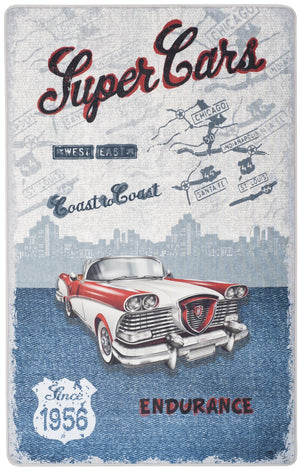 Daytona 106  Power Loomed Polyester Pile Rug Light Grey / Blue