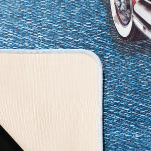 Daytona 106  Power Loomed Polyester Pile Rug Light Grey / Blue