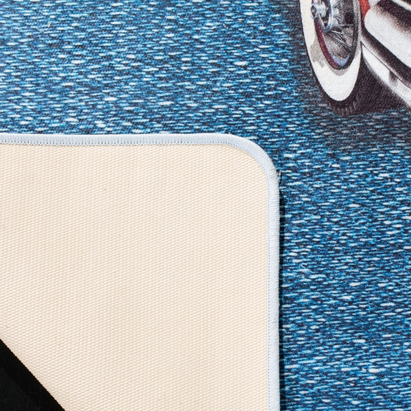 Daytona 106  Power Loomed Polyester Pile Rug Light Grey / Blue