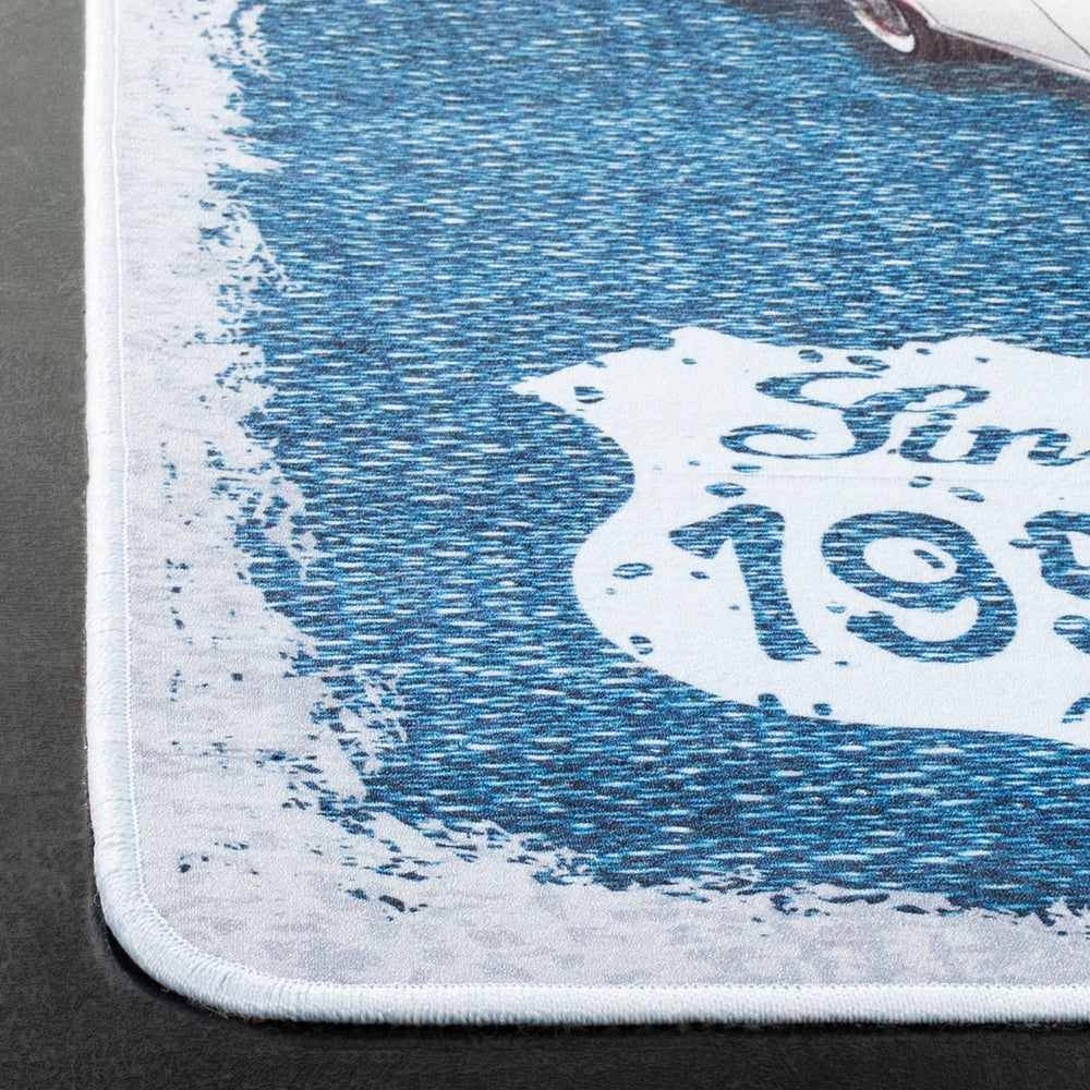 Daytona 106  Power Loomed Polyester Pile Rug Light Grey / Blue